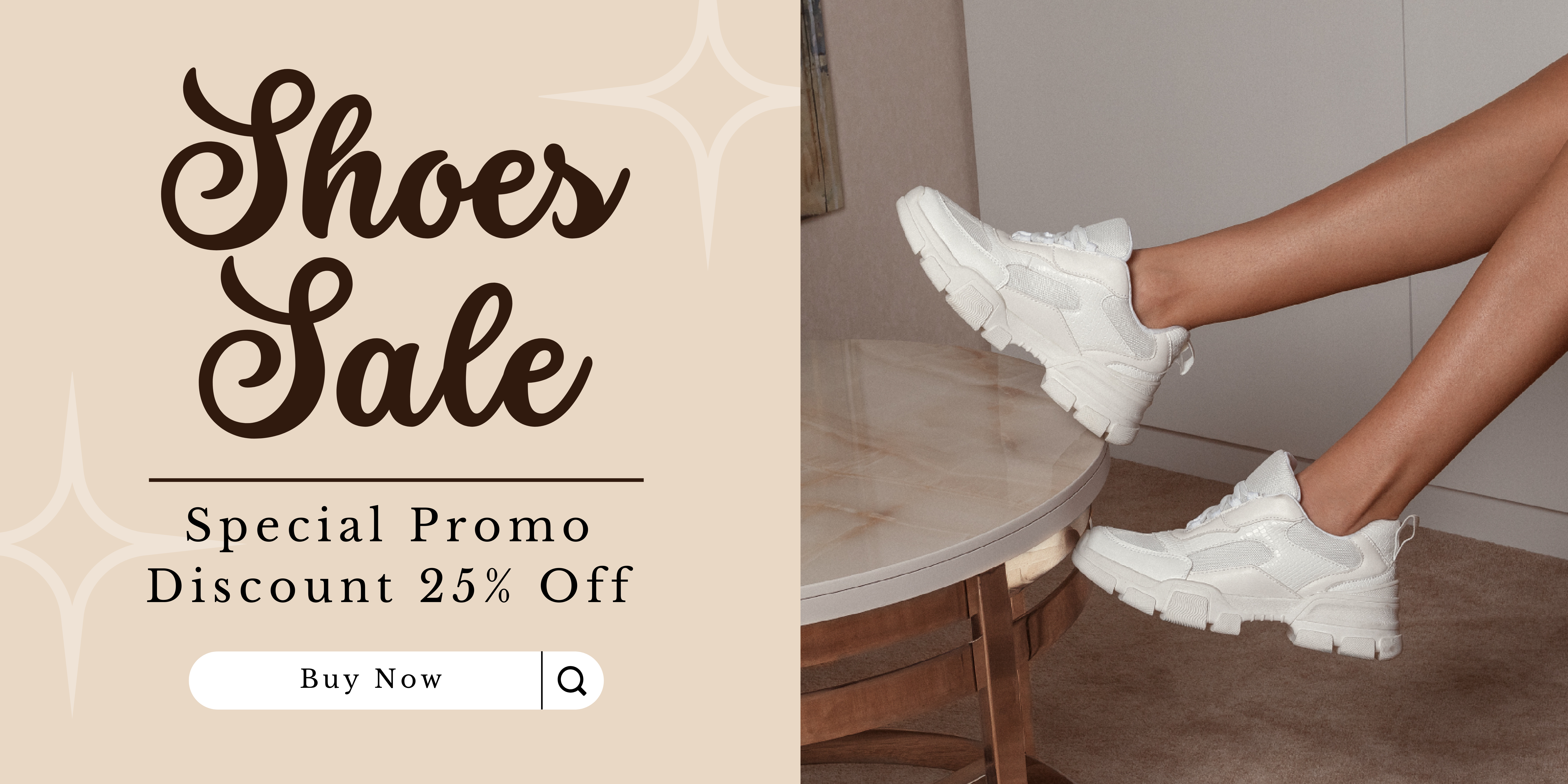 Beige and Brown Simple Shoes Sale Banner