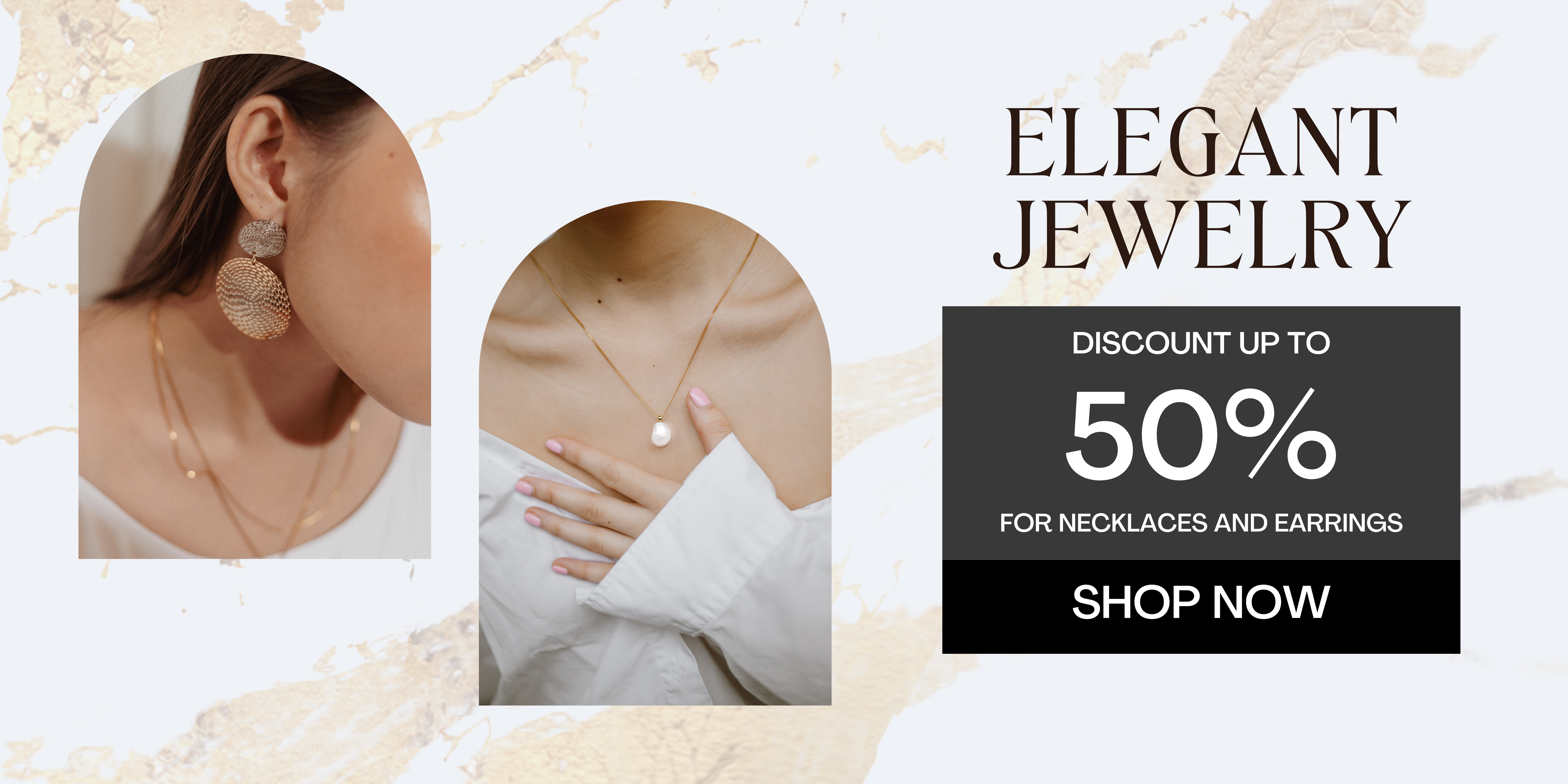 grey, beige marble jewelry shop promotion banner